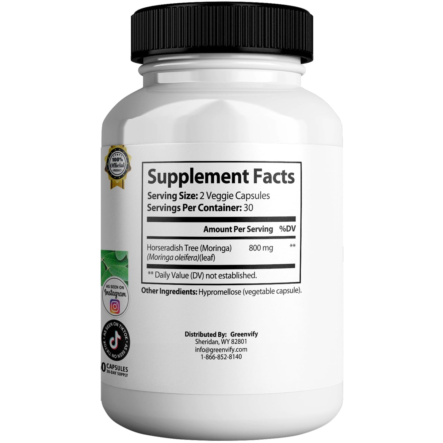 GREENVIFY Moringa Actives Max Dietary Supplement Capsules 600