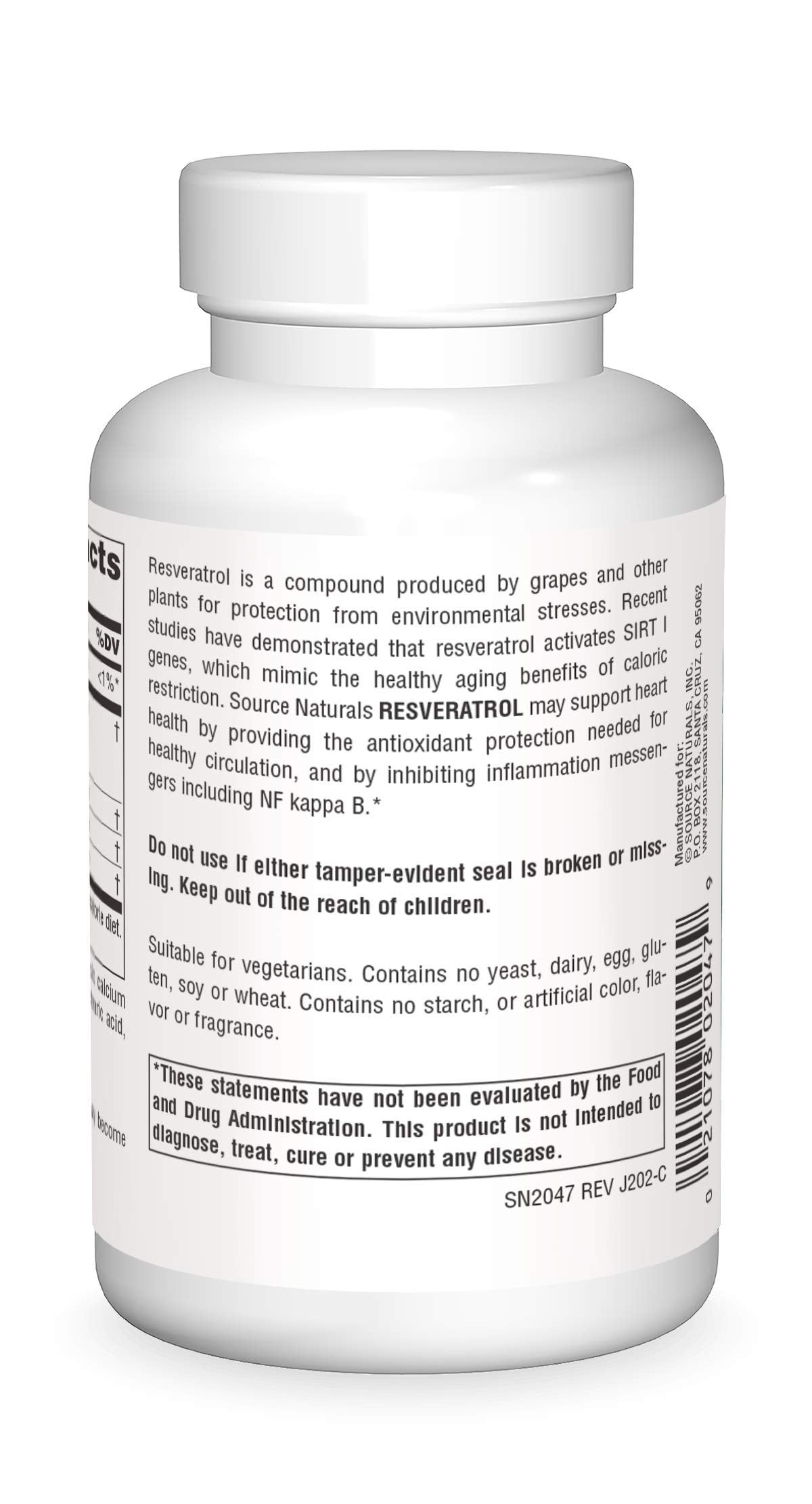Source Naturals Resveratrol 80mg for Heart and Healthy Aging*, Tablet, 120 Tablets