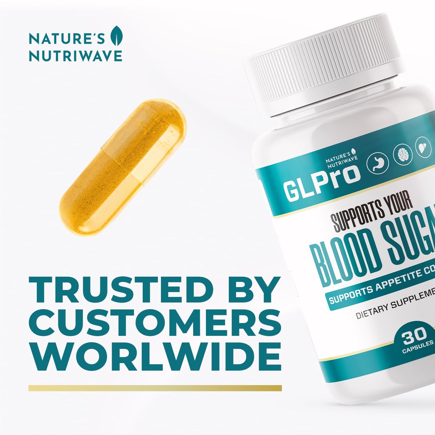 Nature’s NutriWave GLPro Hawthorne, Garlic, Green Tea & Hibiscus Capsules, 30 Count