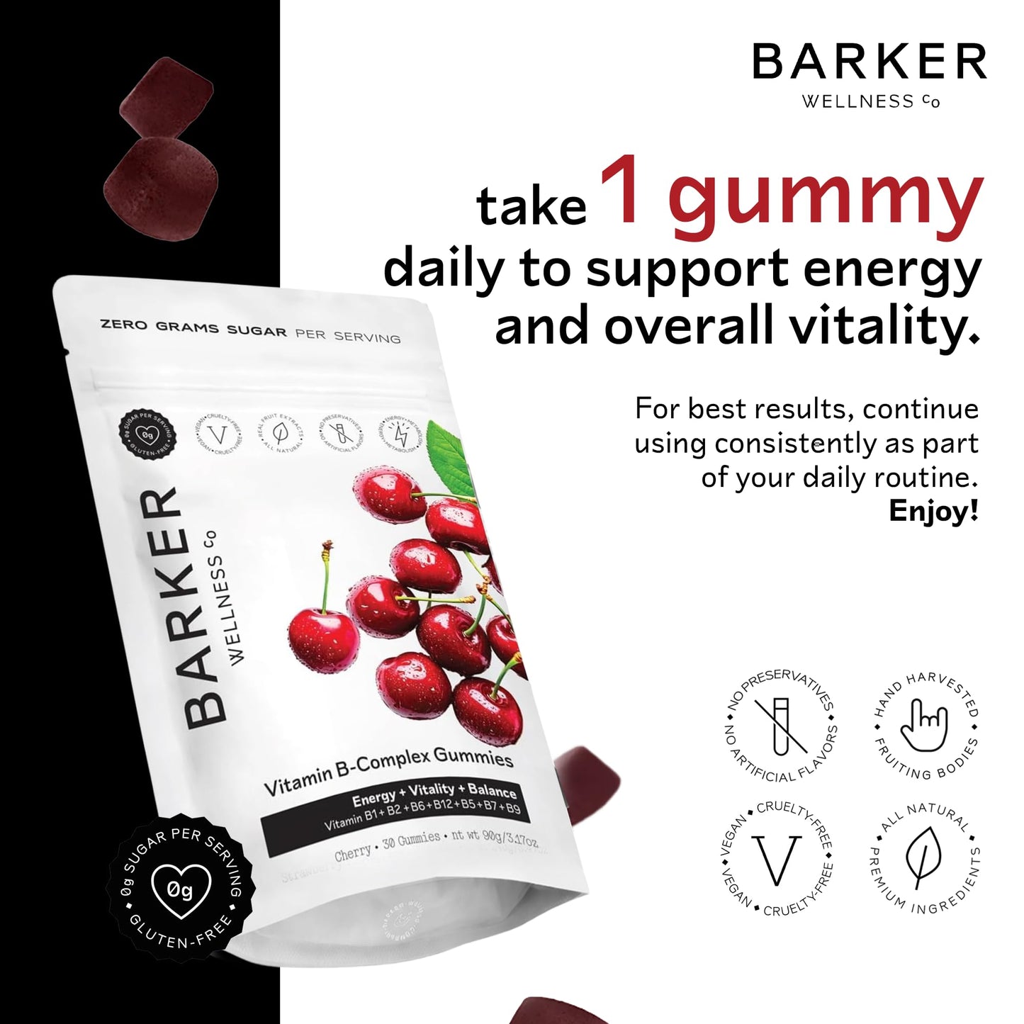 Barker Wellness Co Vitamin B-Complex Gummies 30 Count