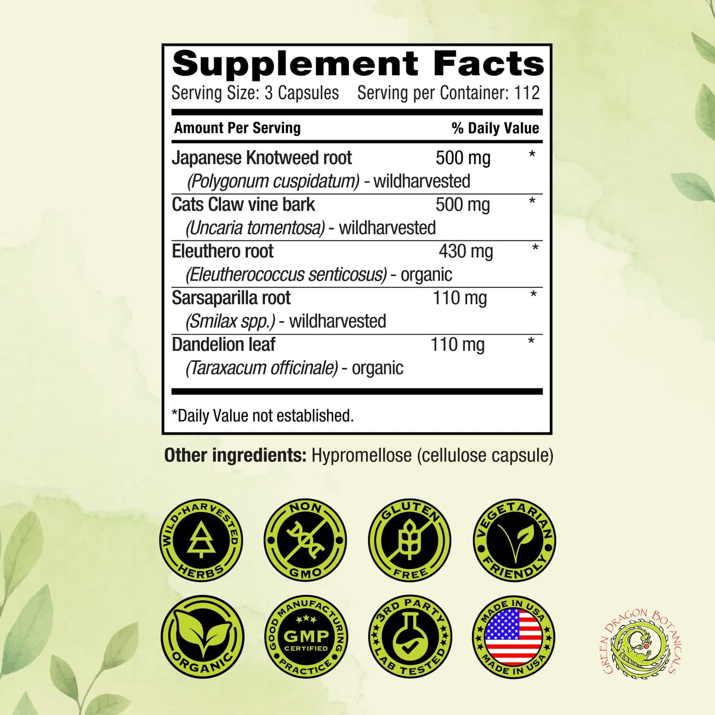 Green Dragon Botanicals LB TONIC Protocol 550mg 336 Capsules