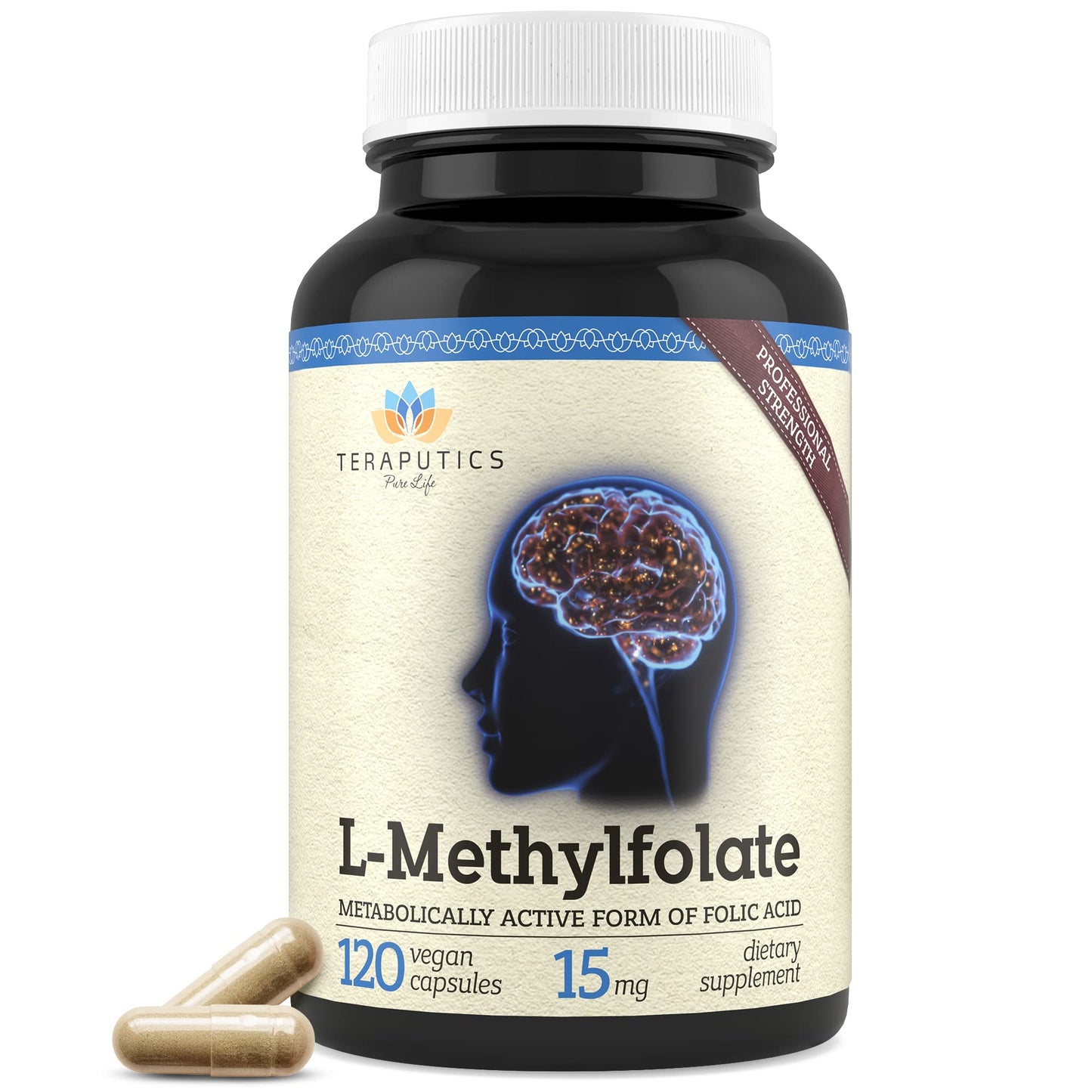 Teraputics L-Methylfolate 15mg 5-MTHF Active Methyl Folate Supplement Capsules 120