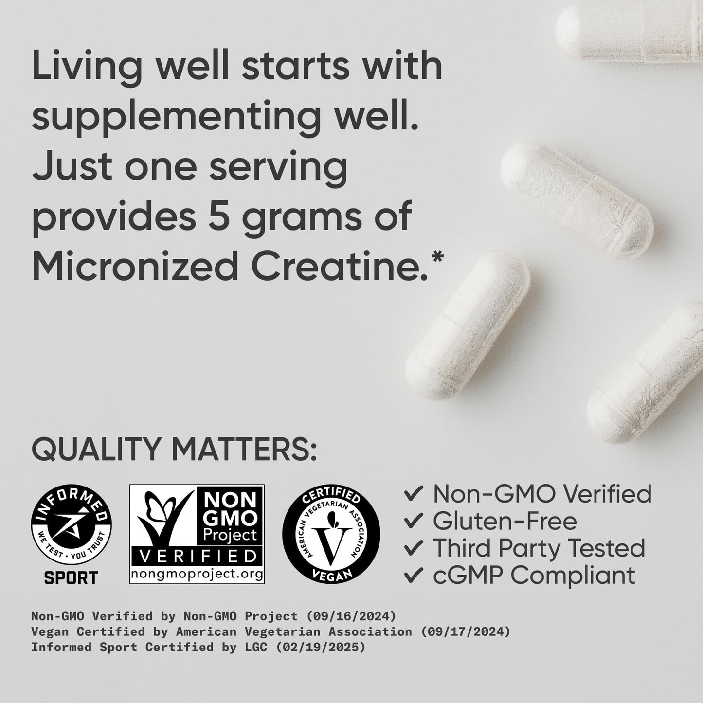 Sports Research Creatine Monohydrate Capsules 120 Count
