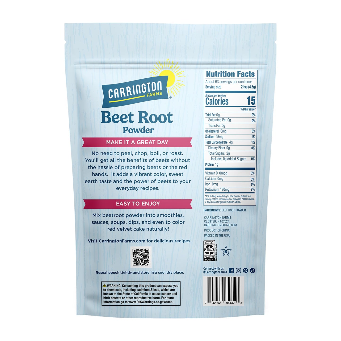 Carrington Farms Beet Root Powder 16 Ounce