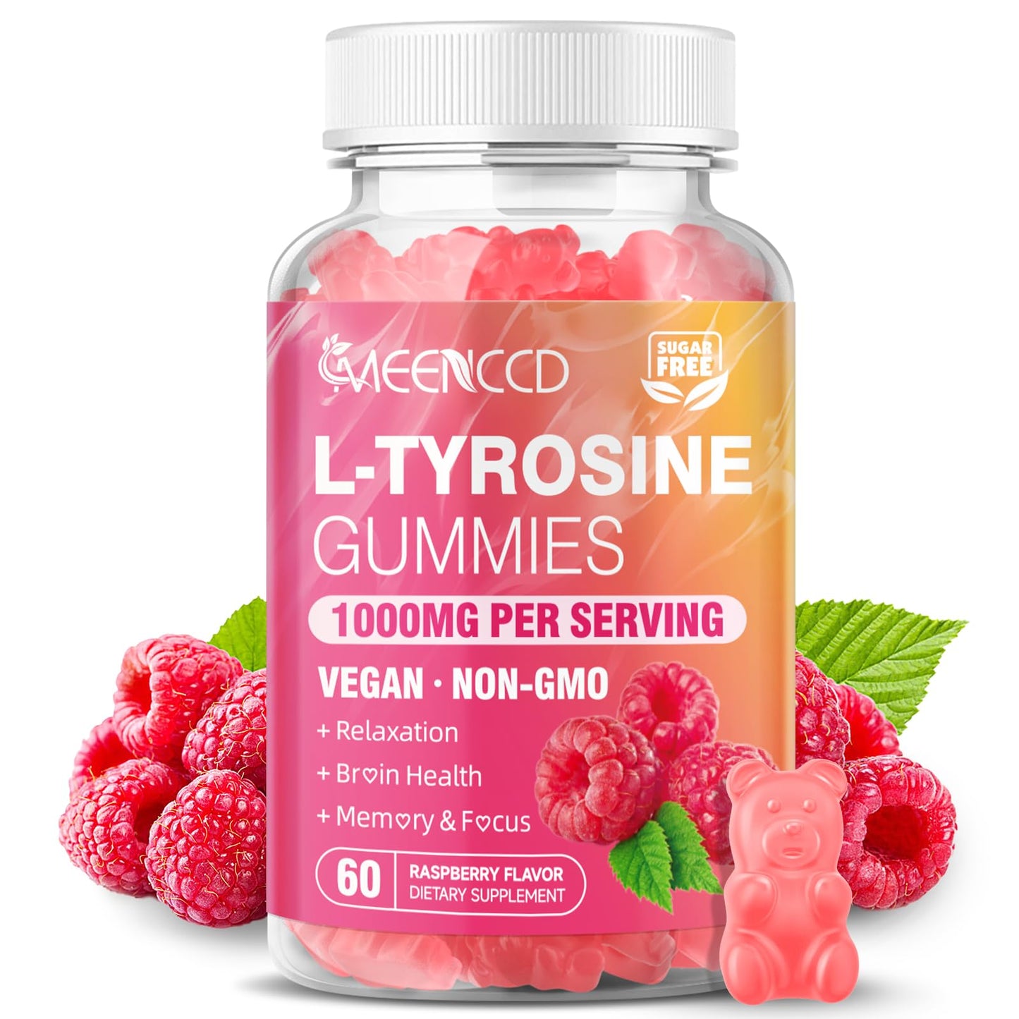 MEENCCD L-Tyrosine Gummies 1000mg, 60 Count