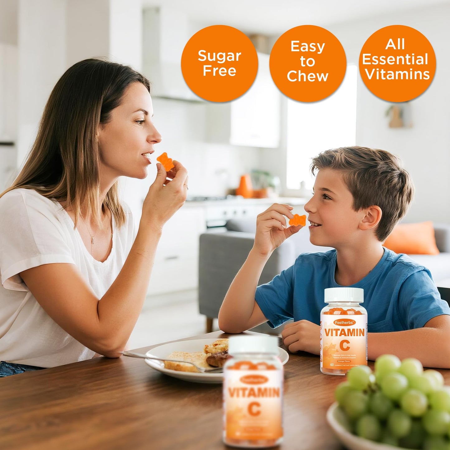 Feelherbs Chewable Vitamin C Gummies 240mg, Natural Orange Flavor, 60 Gummies