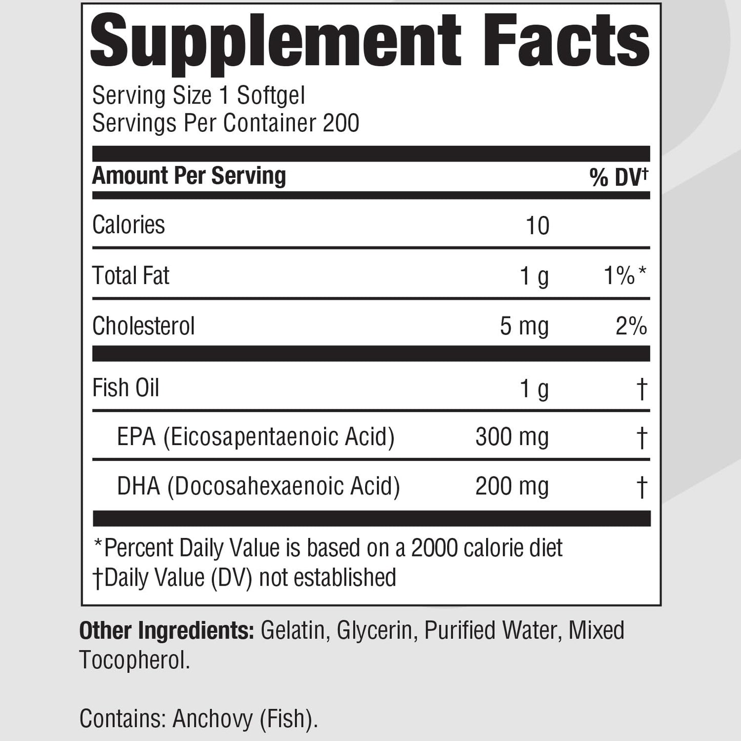 PureFormulas EPA DHA Omega 3 Supplement Softgels 200