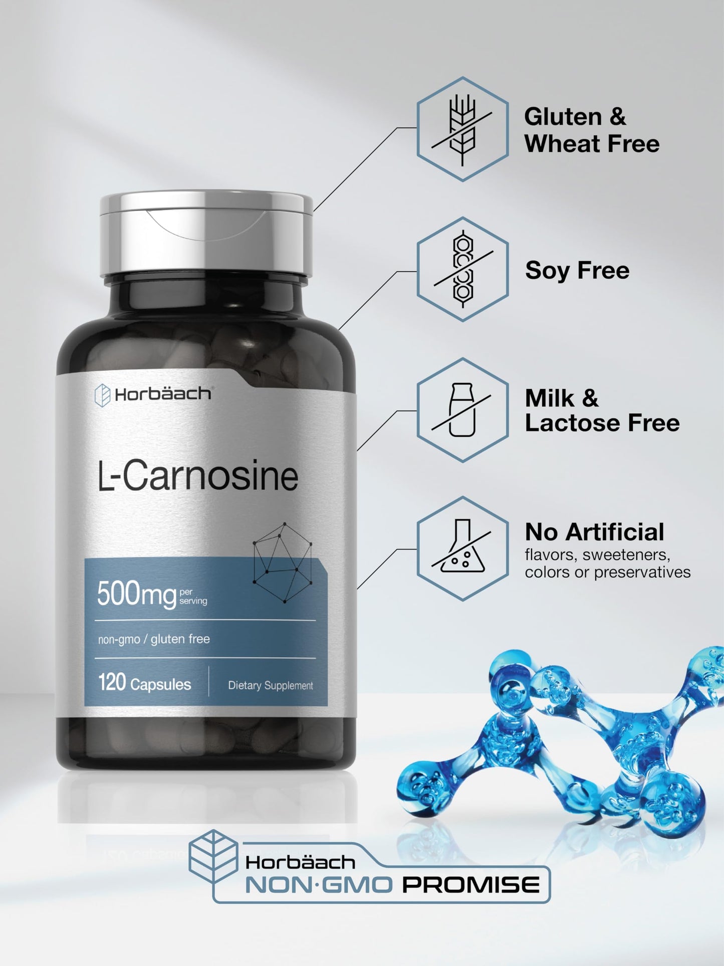 Horbäach L-Carnosine 500mg Capsules 120 Count