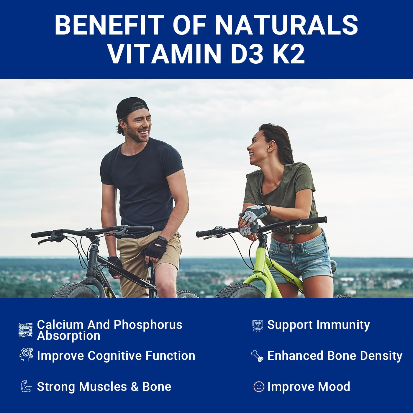 Wiszeen Vitamin D3 K2 Gummies, Vitamin D3 10000 IU & Vitamin K2 (MK-7) 200 mcg, 180 Count