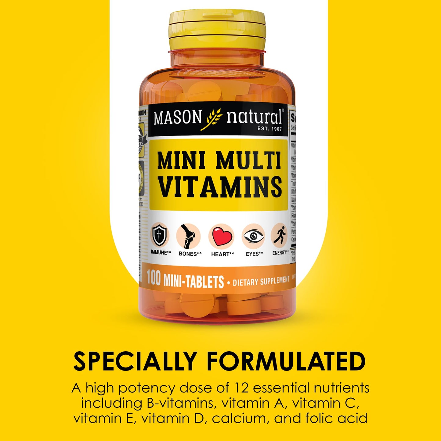 Mason Natural Mini Multivitamin with Iron Tablet, 100 Count