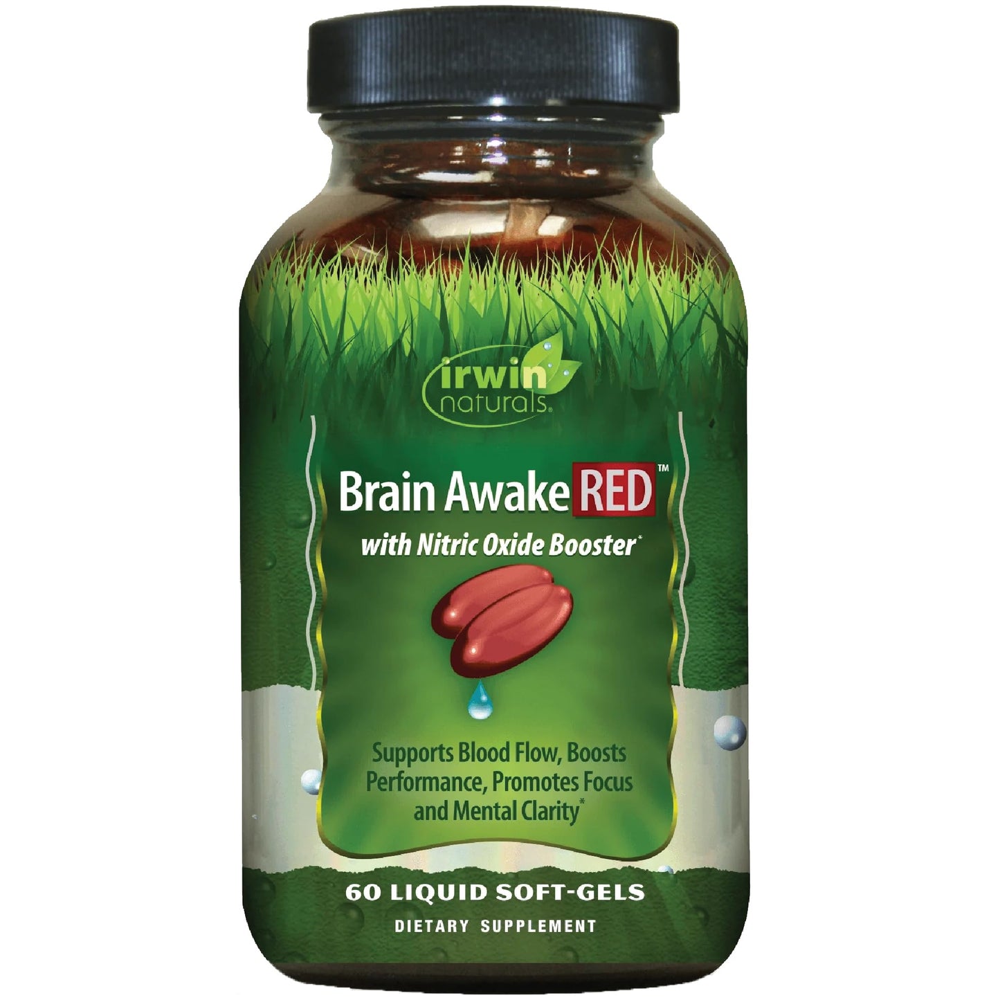 Irwin Naturals Brain Awake RED Nitric Oxide Booster Soft-Gels 60 Count