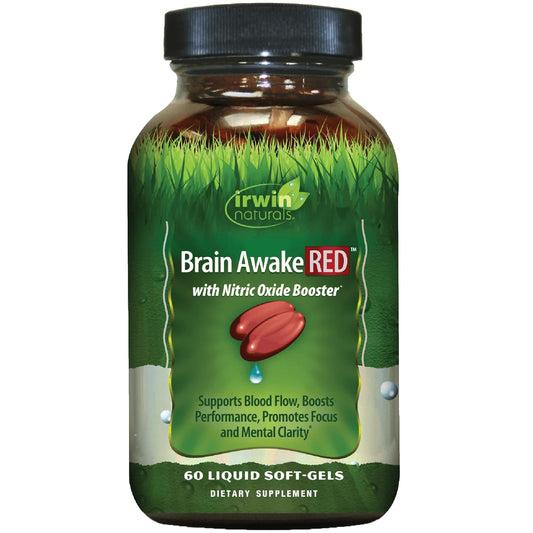Irwin Naturals Brain Awake RED Nitric Oxide Booster Soft-Gels 60 Count