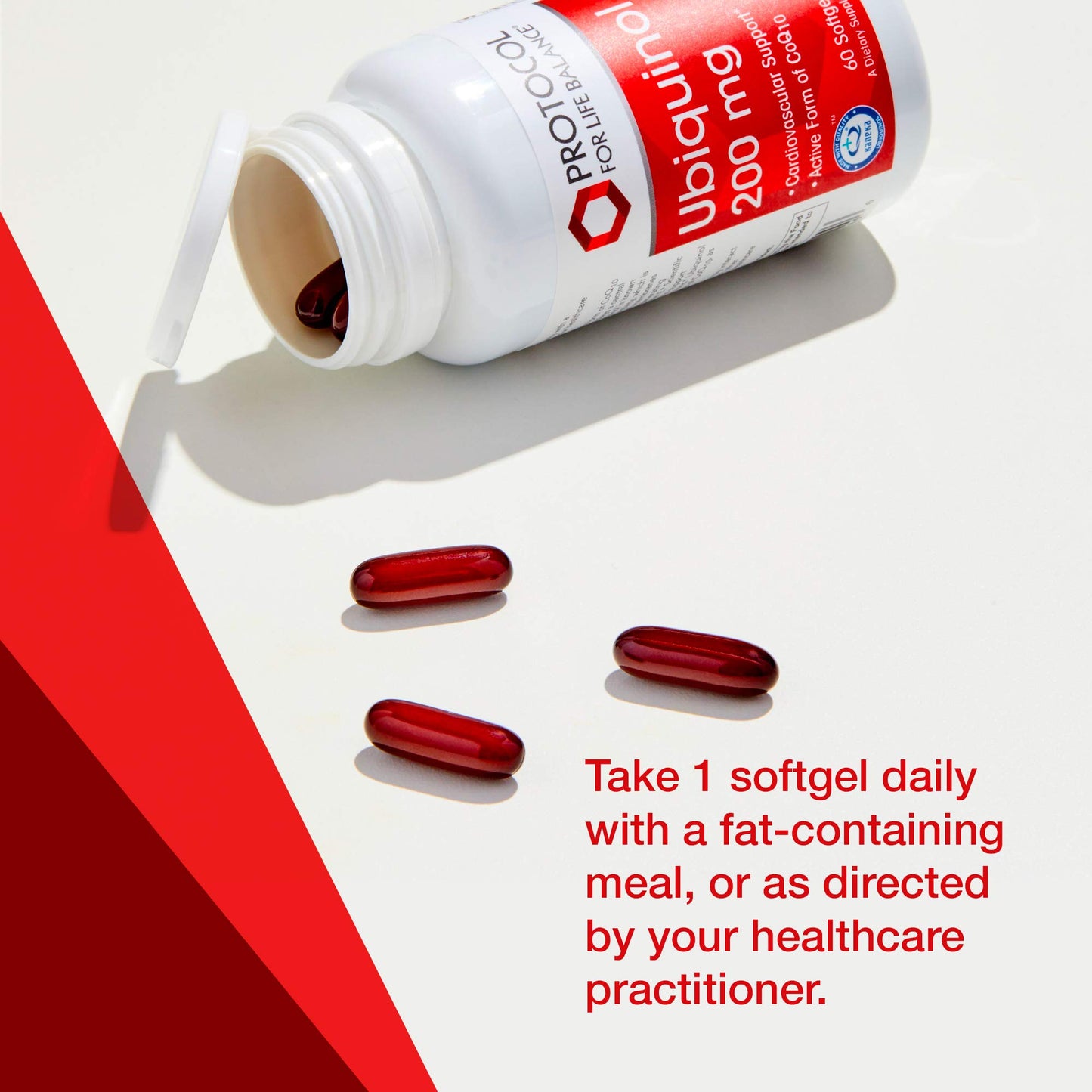 Protocol for Life Balance Ubiquinol 200mg Bioavailable CoQ10 Softgels, Heart Health Support, Oxidative Stress Quencher, Soy Free & Dairy Free, 60 Softgels