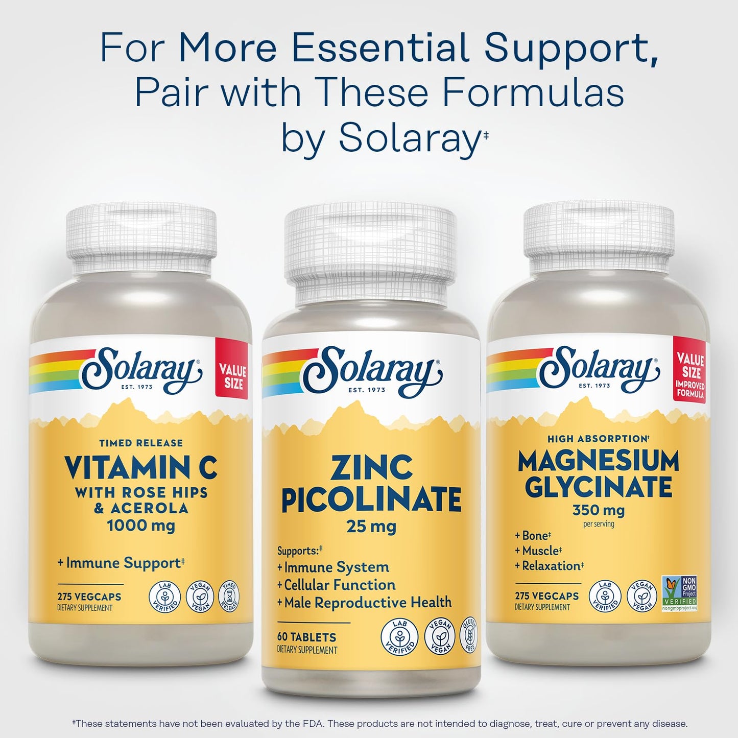 SOLARAY Zinc Picolinate 25 mg Tablet, 60 Tablets