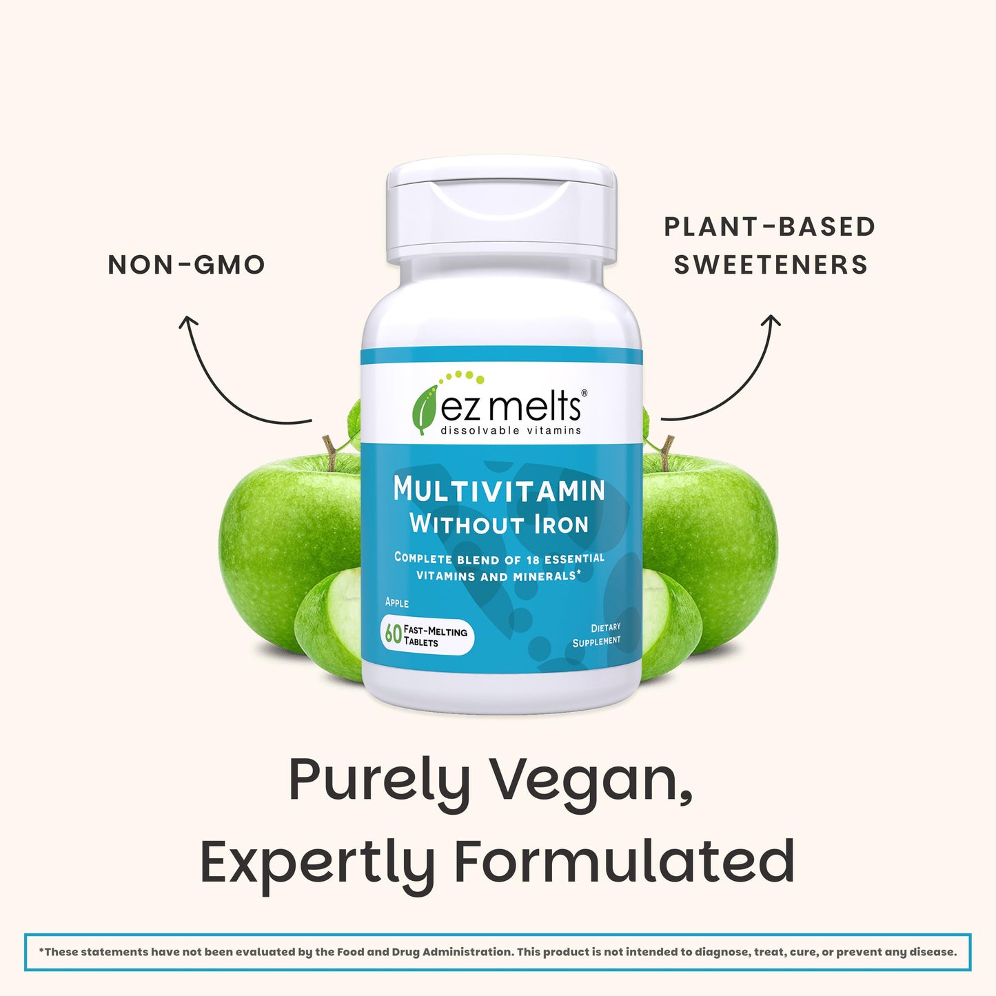 EZ Melts Multivitamin Without Iron Tablet 60 Count