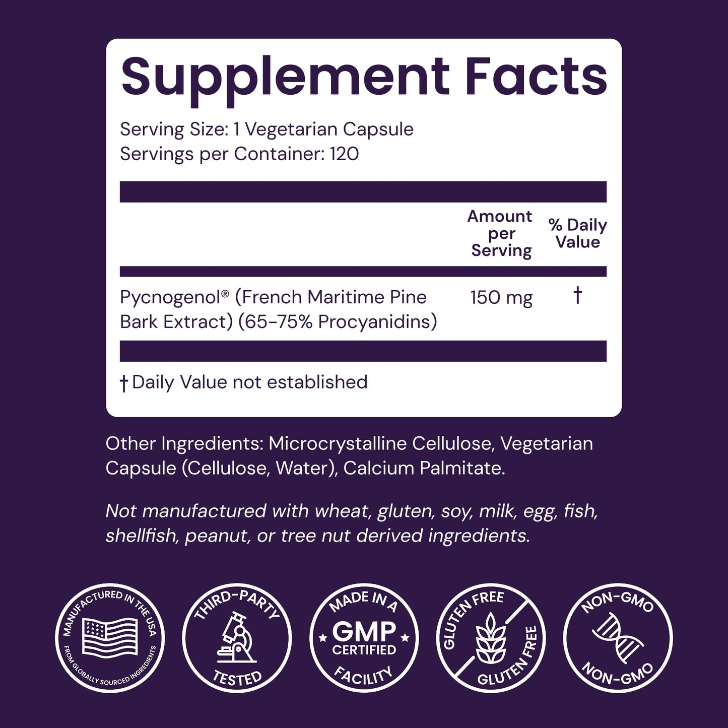 Healthy Origins Pycnogenol 150 mg Capsule, 120 Count