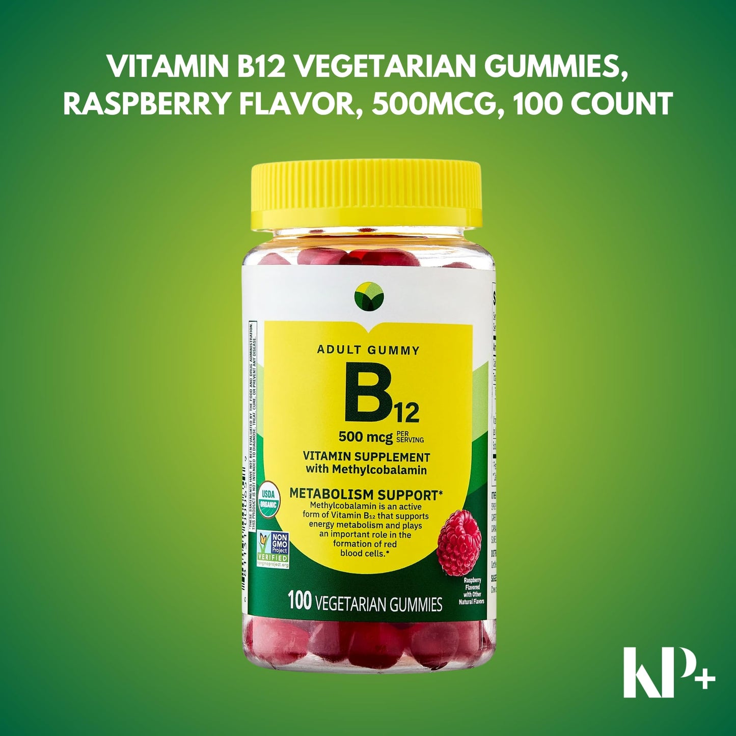KP+ Vitamin B12 Gummies 500 mcg Methylcobalamin, 200 Count