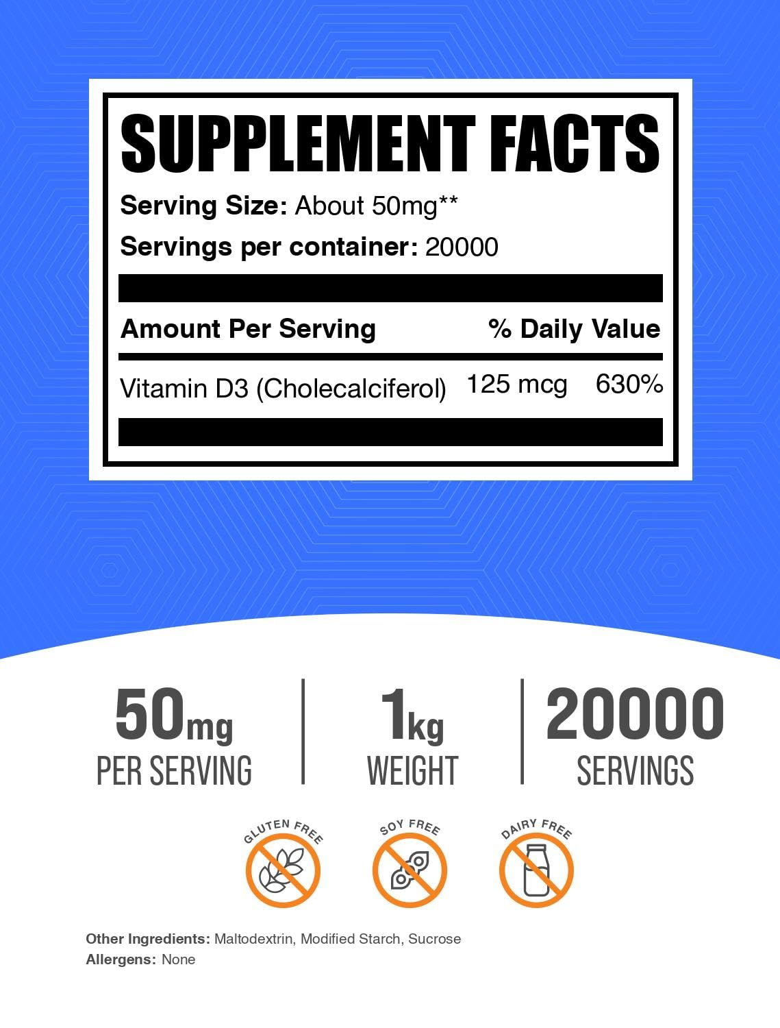 BulkSupplements Vitamin D3 Powder 35.3 Ounces