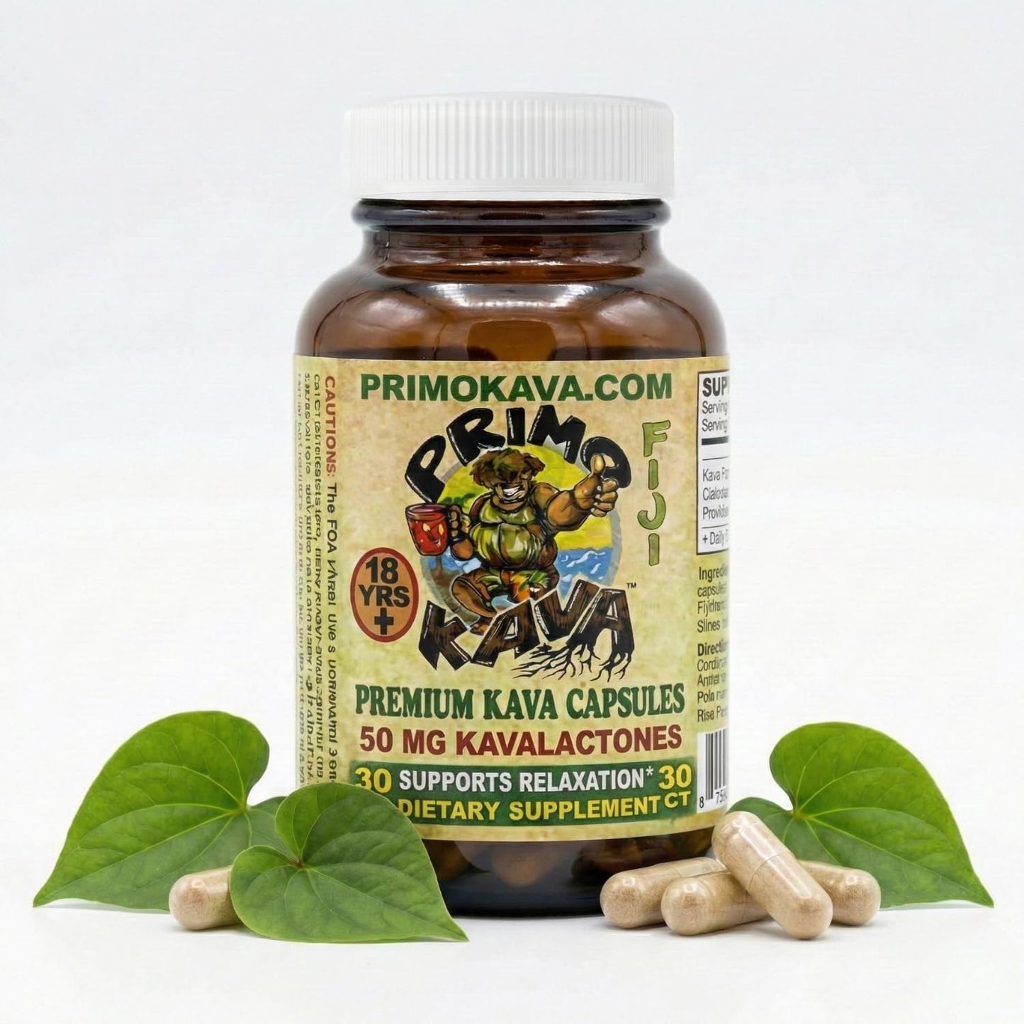 PRIMO KAVA Kava Capsules 1500mg, 30 Count