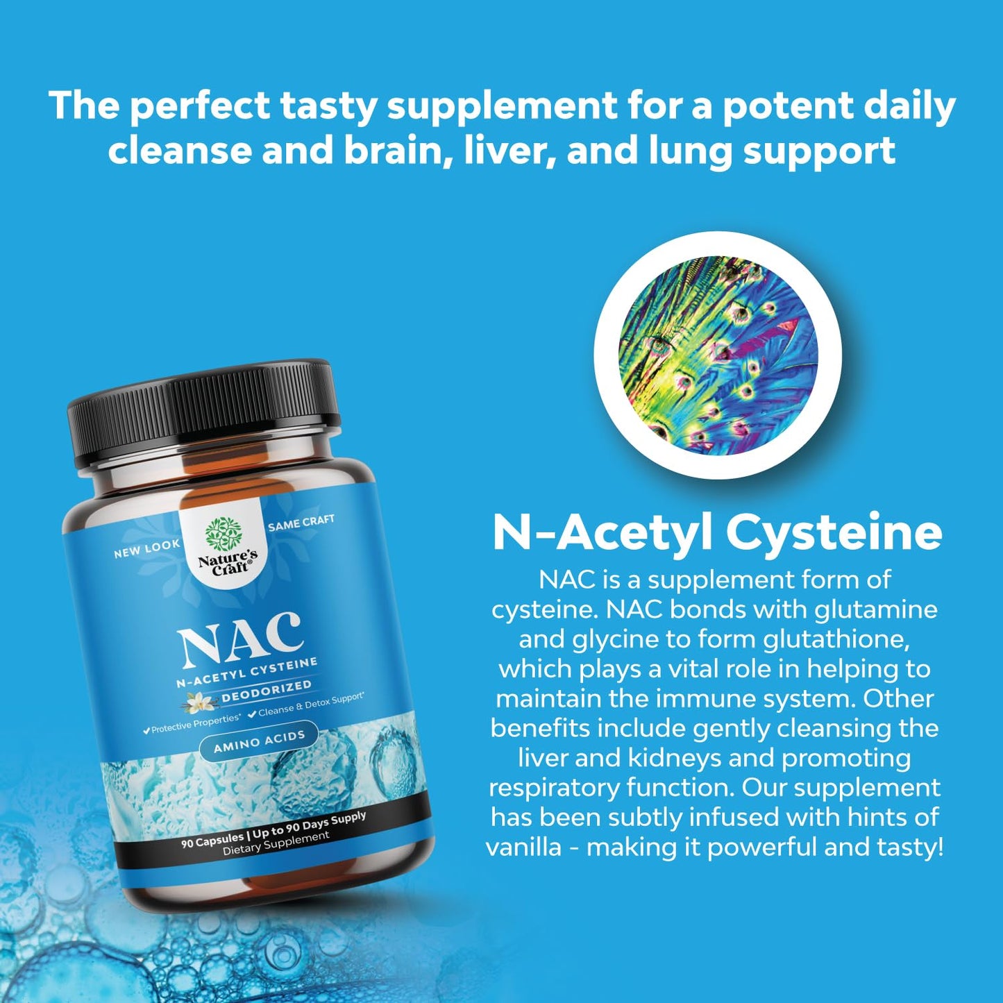 Natures Craft NAC Supplement N-Acetyl Cysteine Capsules, 600mg per Serving, 90 Count