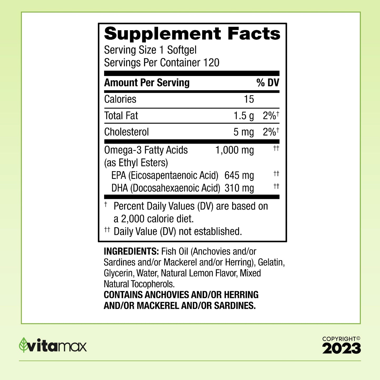 Generic Omega-3 from Fish Oil 1000 mg Softgels, 120 Count