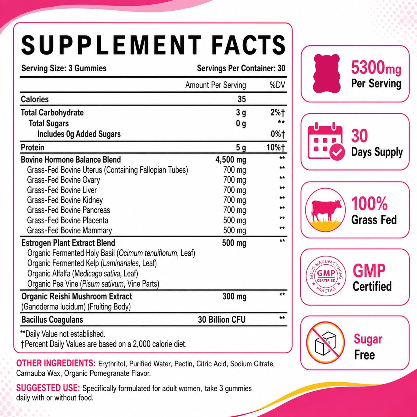 Kuerusor Beef Organ Supplement for Women, 100% Grass-Fed Gummy, 90 Count