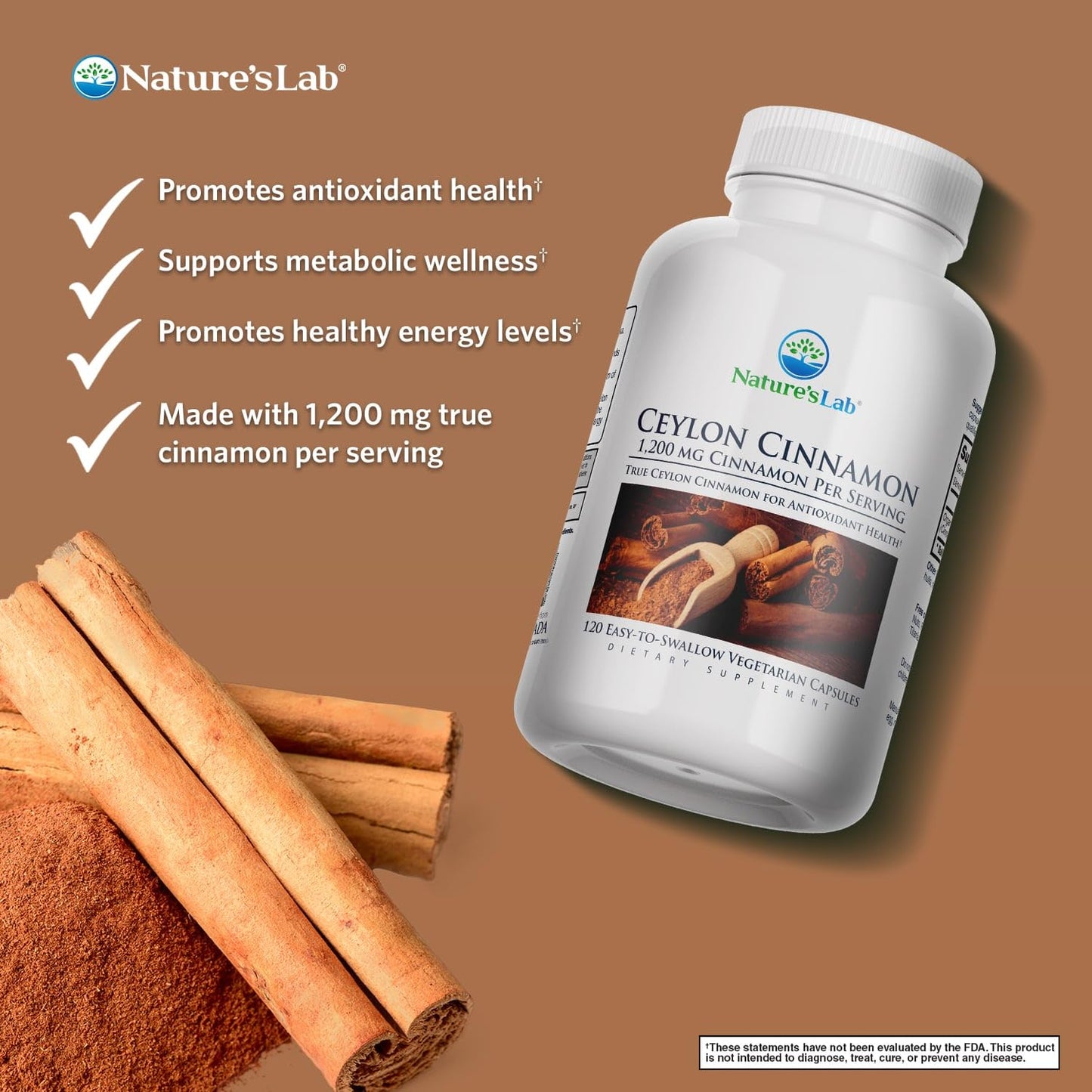 Nature's Lab Ceylon Cinnamon 120 Capsules