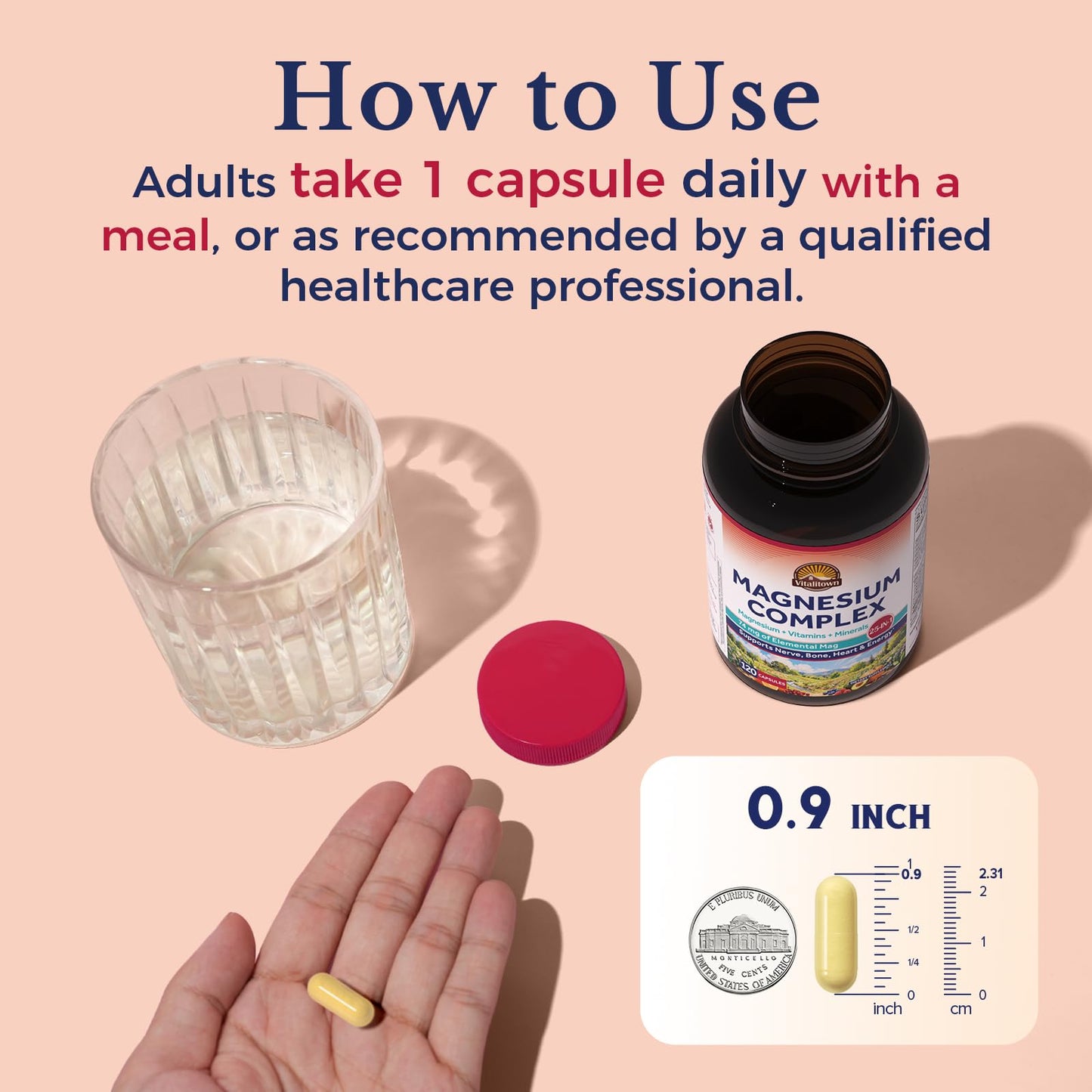 Vitalitown 25-in-1 Magnesium Complex Capsules, 120 Capsules
