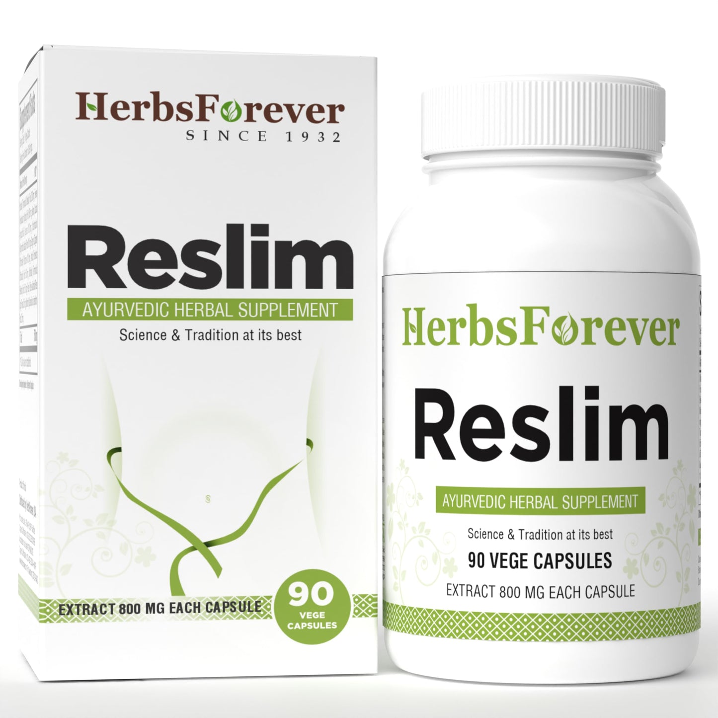 Herbsforever Reslim Capsules Ayurvedic Herbal Supplement Kapha Dosha Balance, 800 mg Each, 90 Capsules