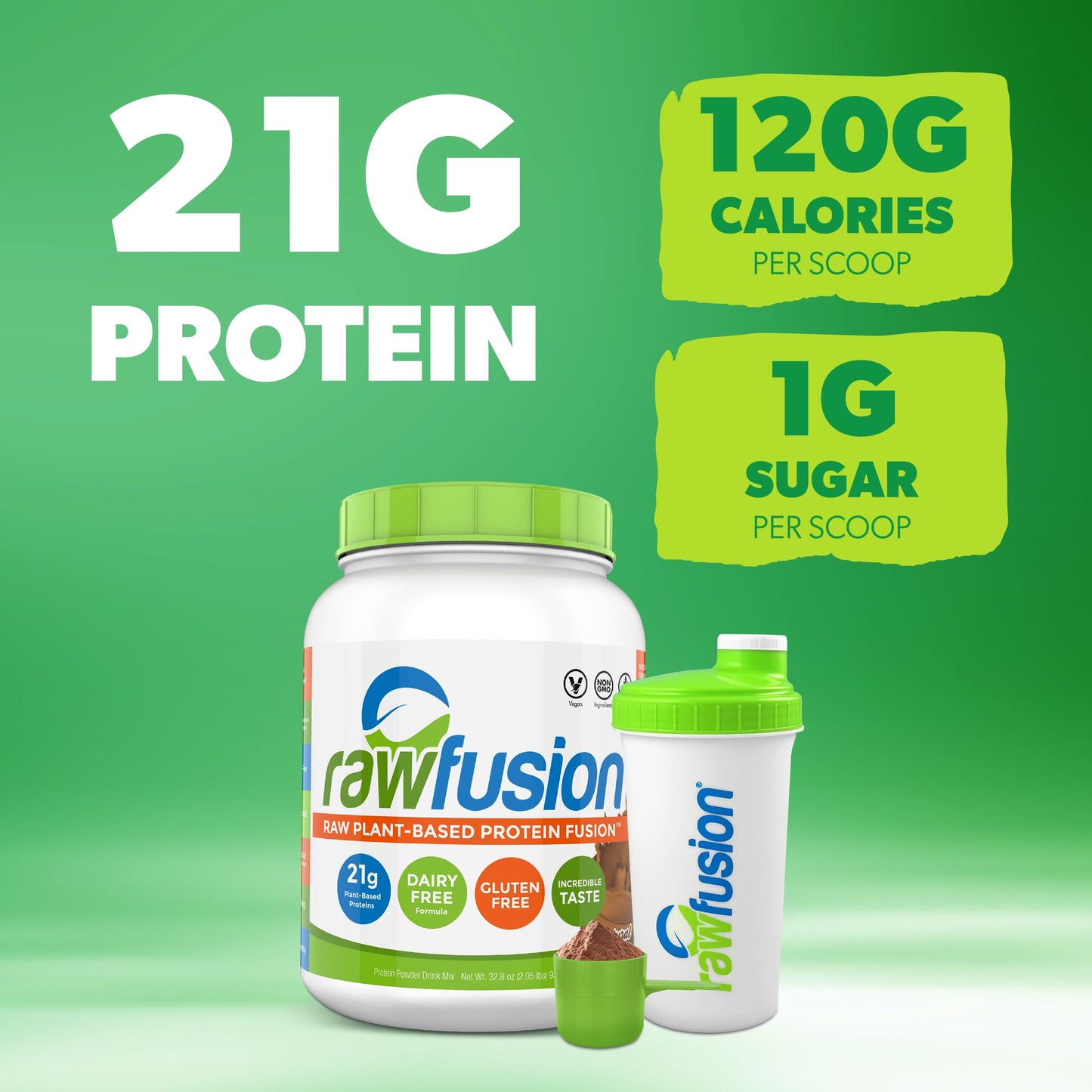 SAN Rawfusion Vegan Protein Powder, Natural Chocolate, 30 Servings, 2 lb