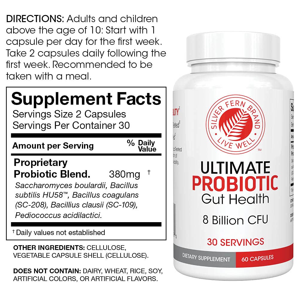 Silver Fern Ultimate Probiotic Family Bundle - 2-Piece Set, Adult Probiotic Capsules 60 Count + Children's Probiotic Chewables 30 Count
