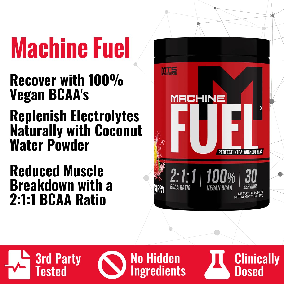 MTS Nutrition Machine Fuel - Recover Replenish Refuel - Vegan Hydration Supplement Powder 13.3 Ounce