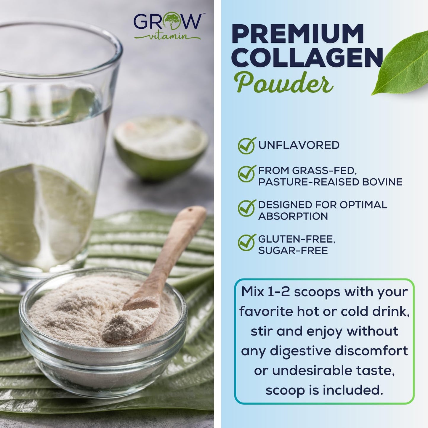 Grow Vitamin Collagen Peptides Powder 20g