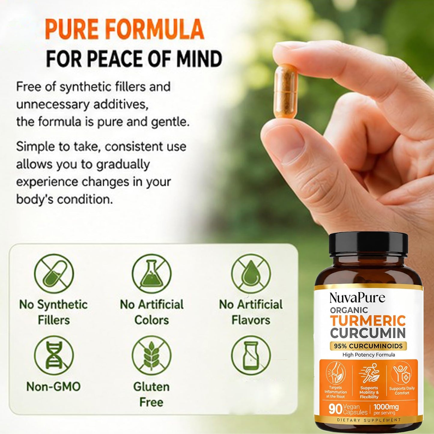 Obsessive Strips Nuvapure Turmeric with Black Pepper Turmeric Curcumin High Absorption Daily Joint and Immune Health Support Softgel 1 Count