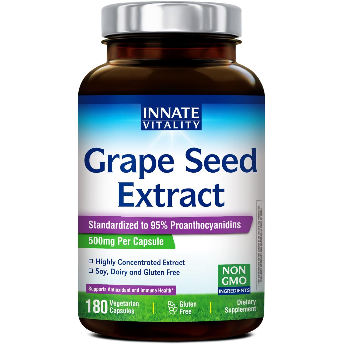 Innate Vitality Grape Seed Extract 500mg Capsules, 180 Count
