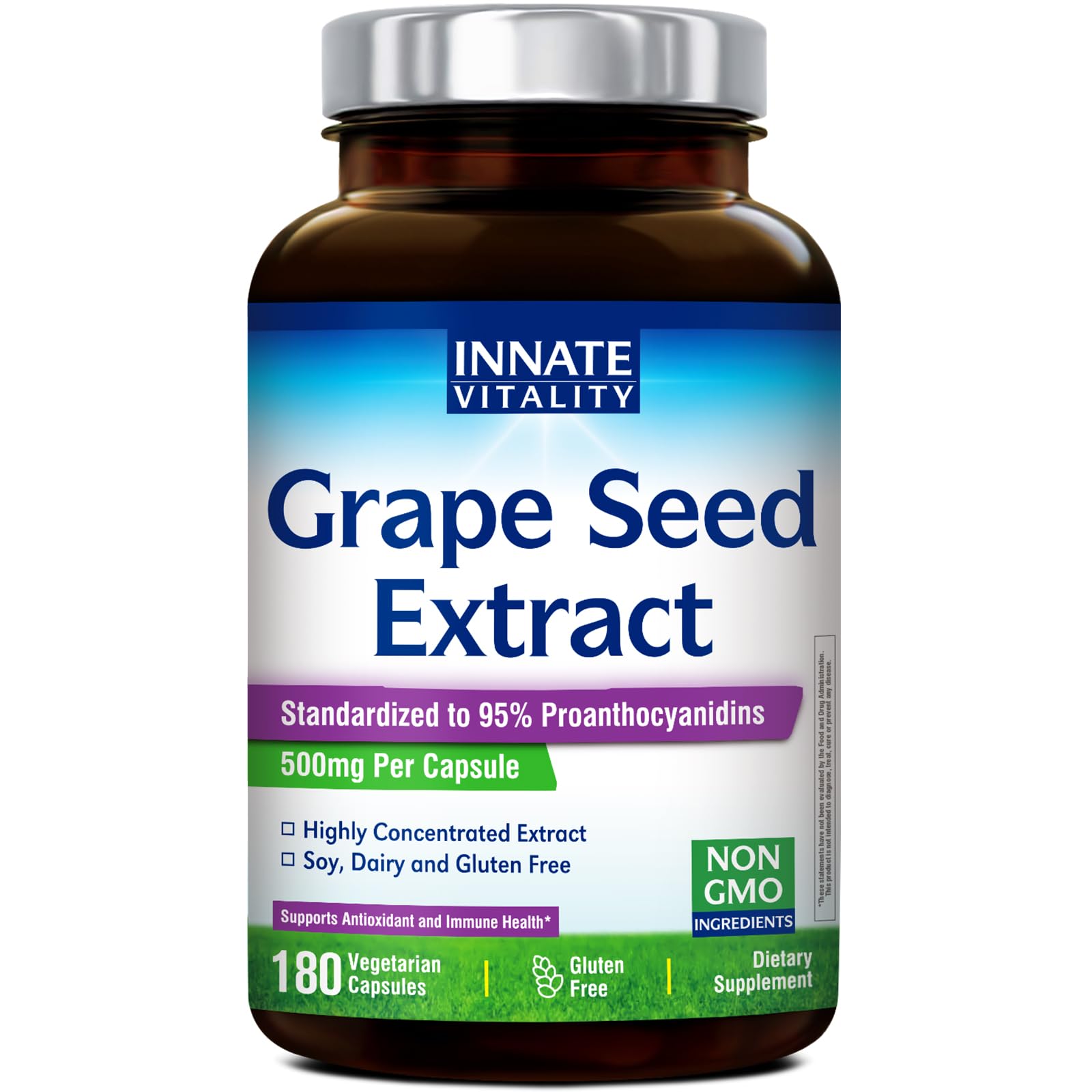Innate Vitality Grape Seed Extract 500mg Capsules, 180 Count