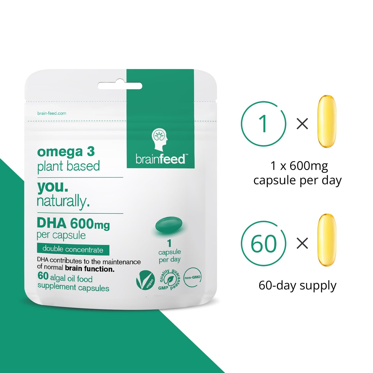 Brain Feed DHA Supplements Softgels 60 Count