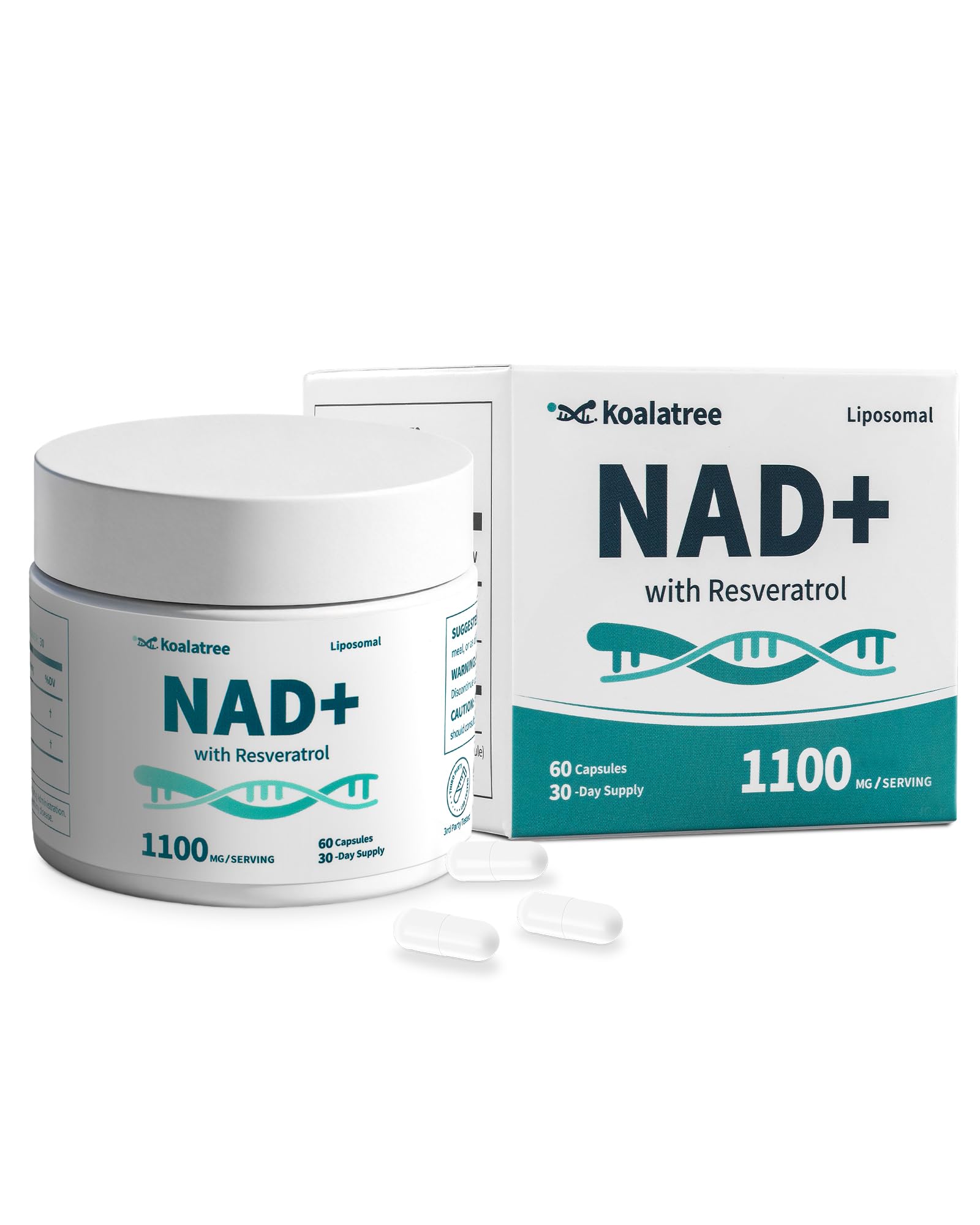 Koalatree NAD Liposomal NAD+ Supplement 1100mg NAD Plus with Trans-Resveratrol - Support Cellular Health, Skin, Energy & Anti Aging for Women and Men - Capsule, 1 Count