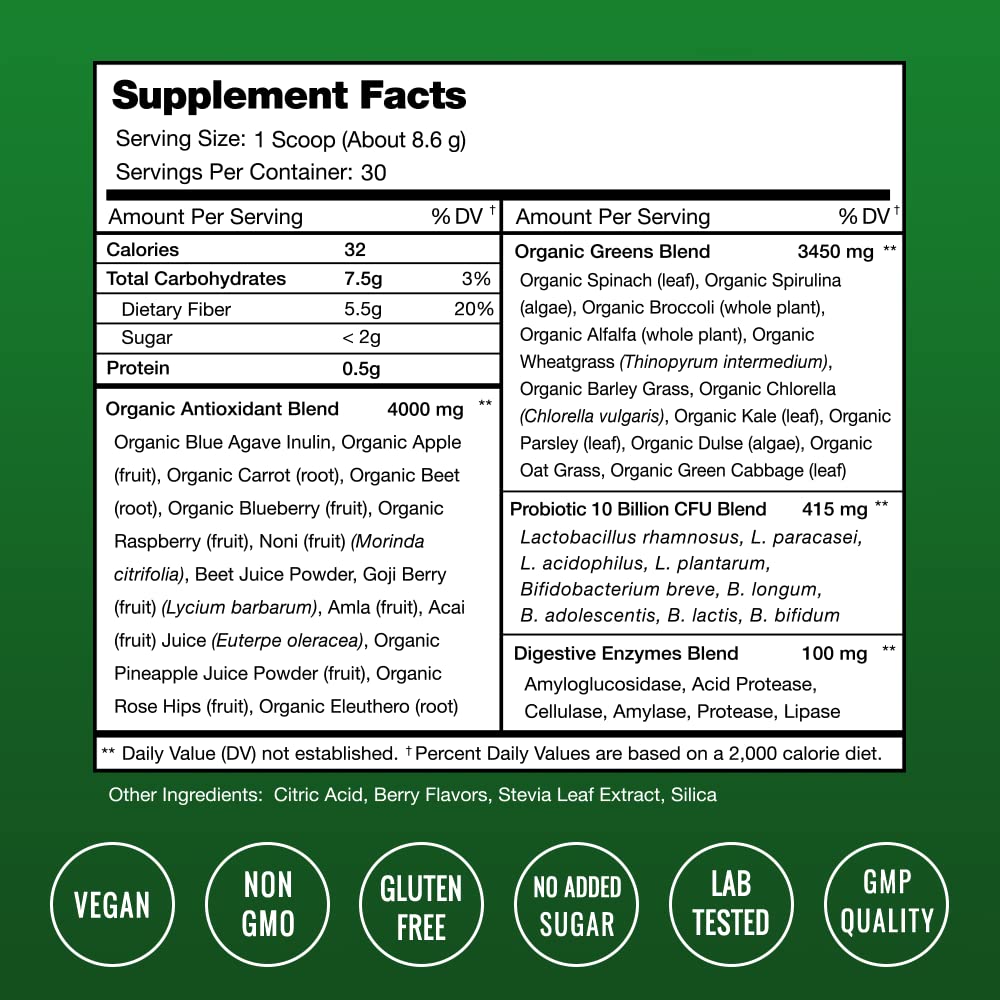 NutraChamps Super Greens Powder and Super Greens Antioxidant Powder Bundle, 2 Pack