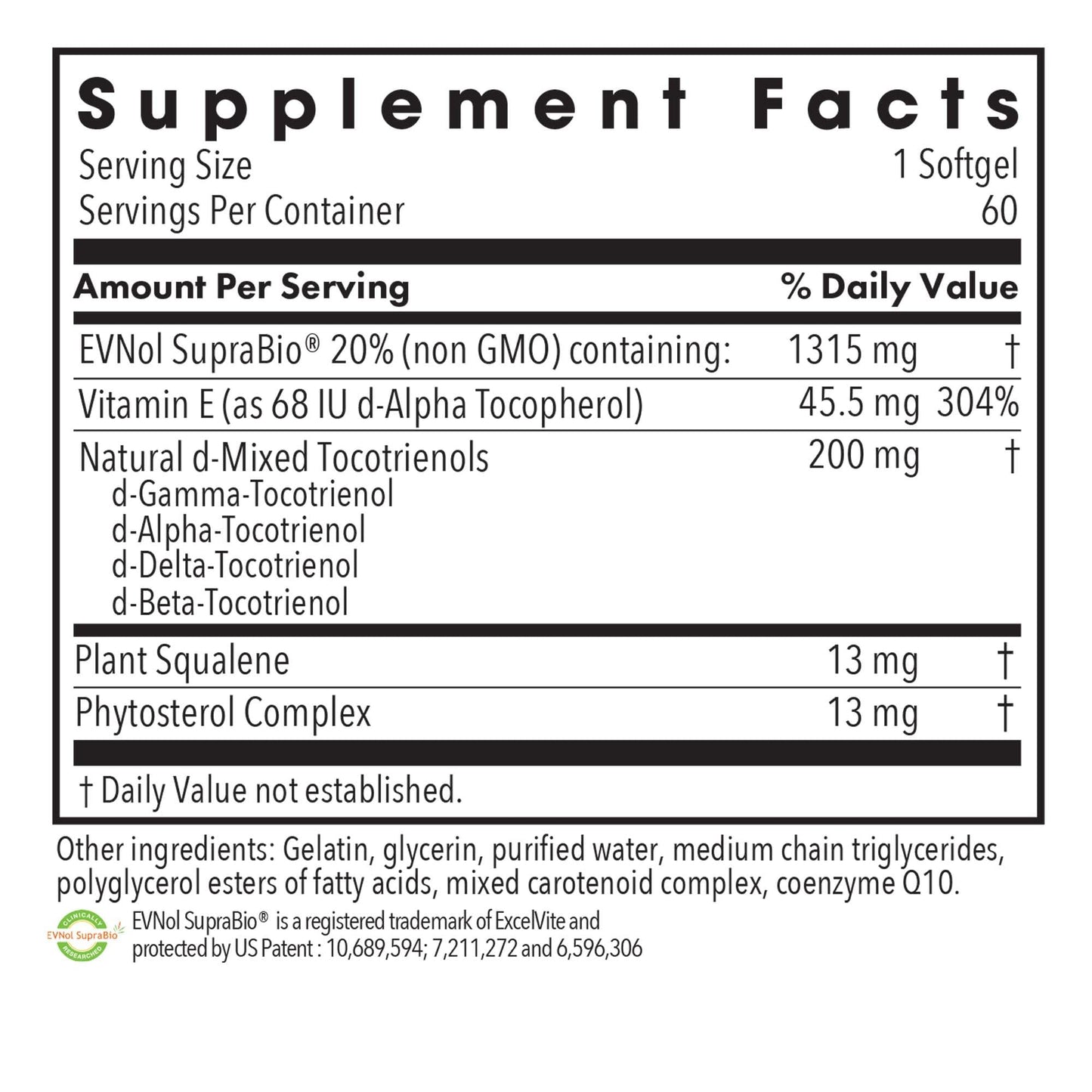Allergy Research Group Tocomin SupraBio Tocotrienols 200 mg Softgel, 60 Softgels