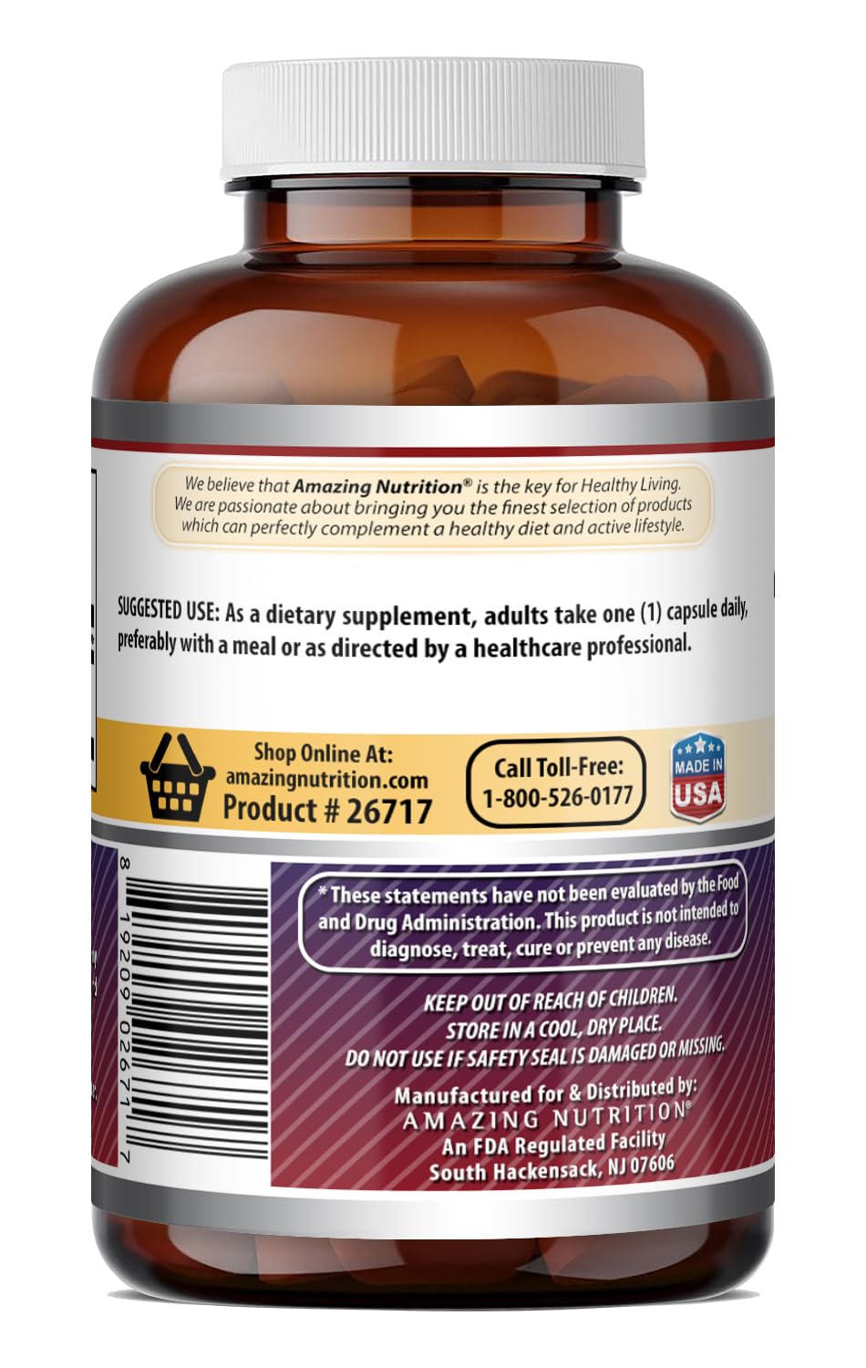 Amazing Nutrition Inositol 500 Mg Capsules, 100 Count