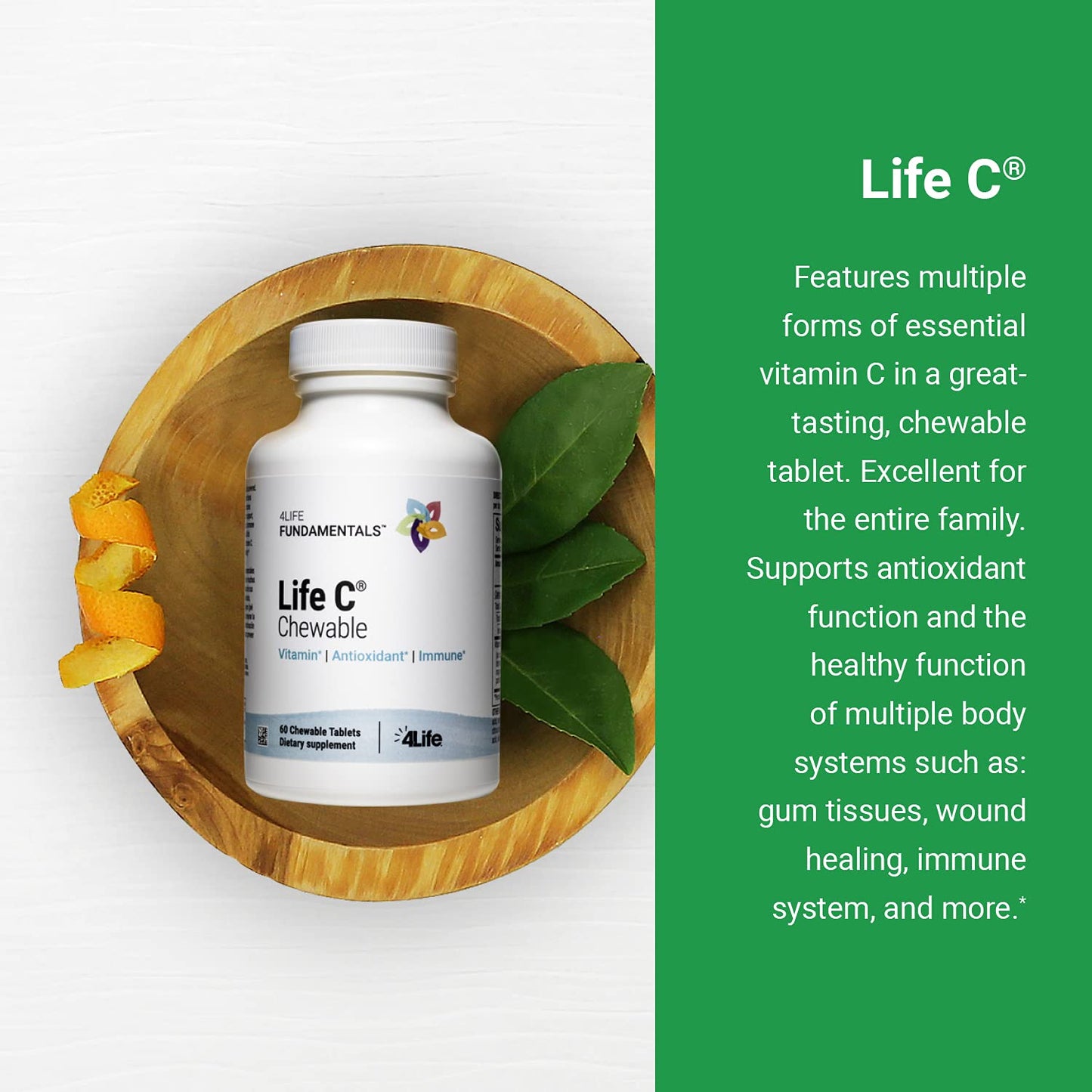 4Life Life C - 7 Active Forms of Vitamin C for Immune Support, Nutrient Absorption, and Benefits, 60 Tablets