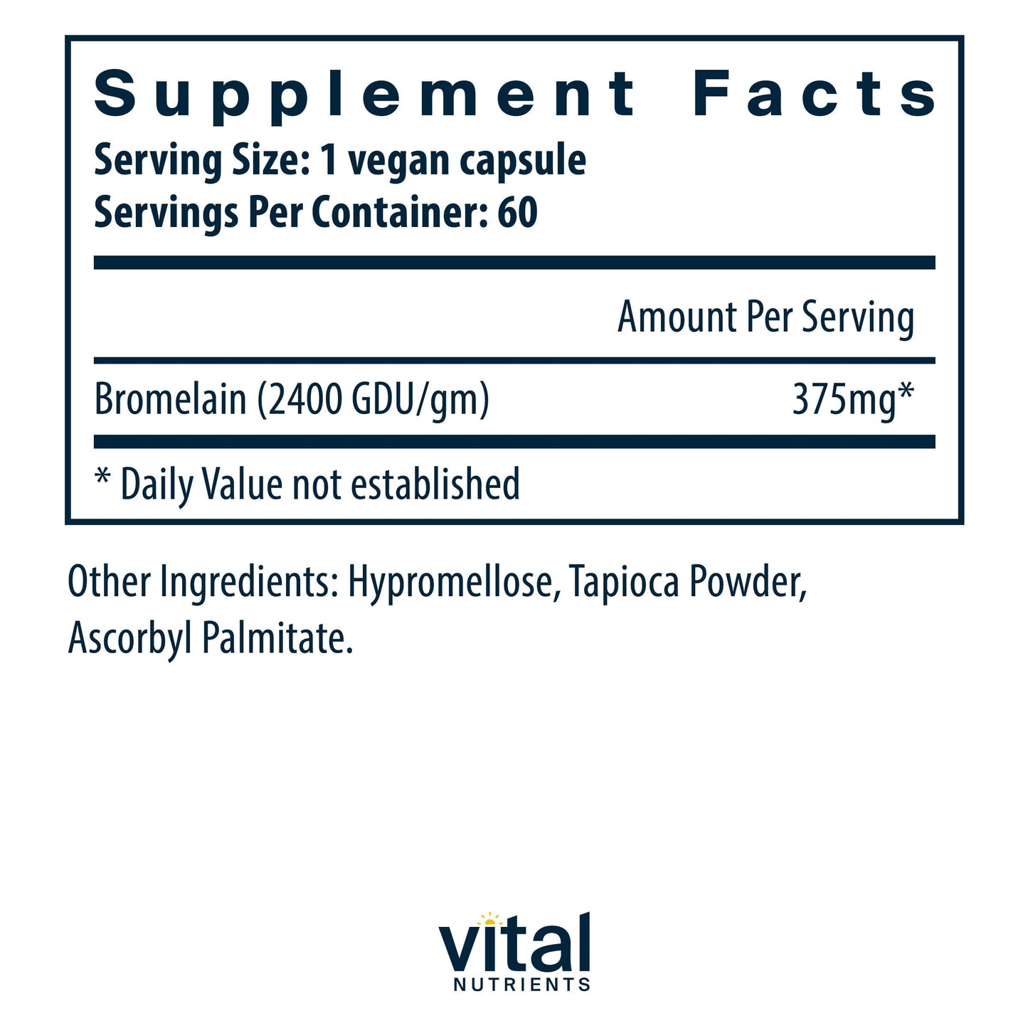 Vital Nutrients Bromelain 2400 GDU Capsules, 60 Count