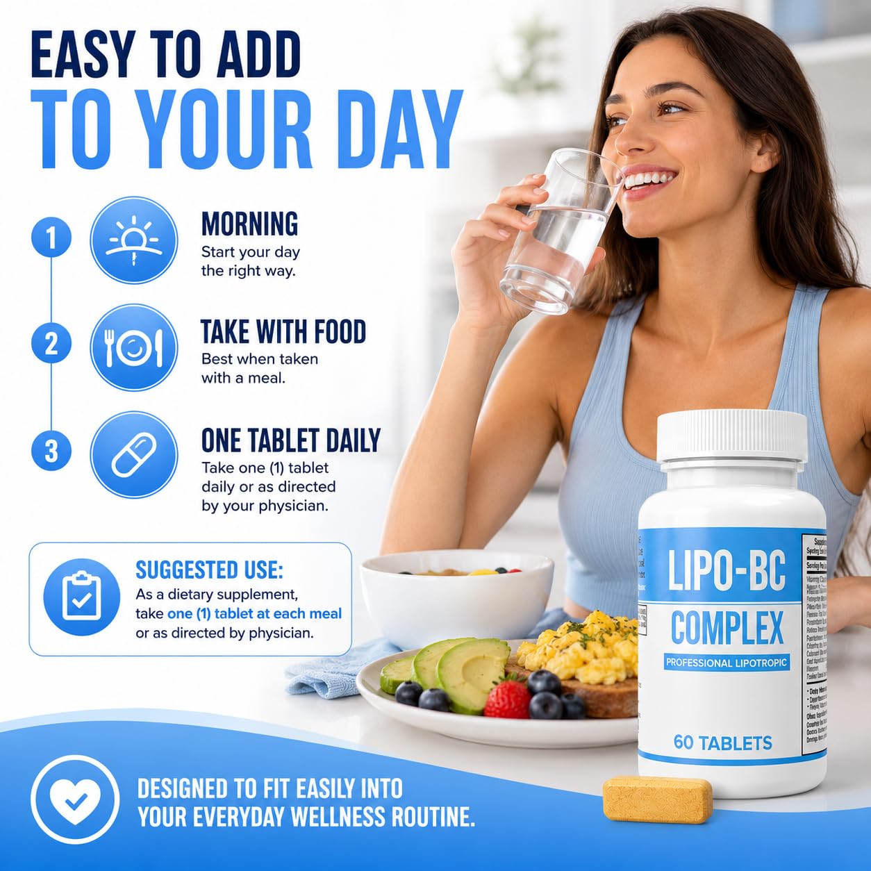 Legere Pharmaceuticals LIPO-BC Vitamin B-Complex Tablets, 120 Tablets