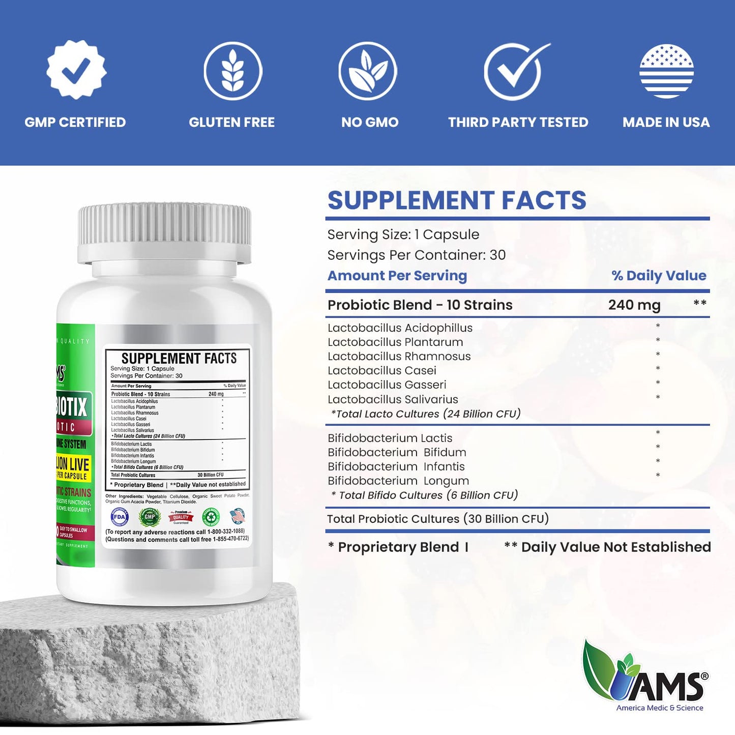 America Medic & Science Florabiotix Probiotic Capsule, 30 Count