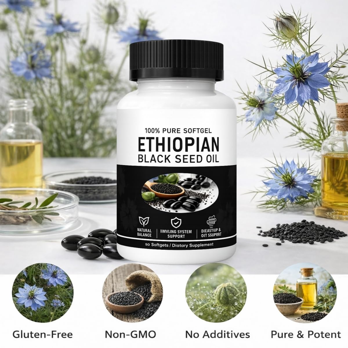 KUZEOLON Ethiopian Black Seed Oil Softgels 60