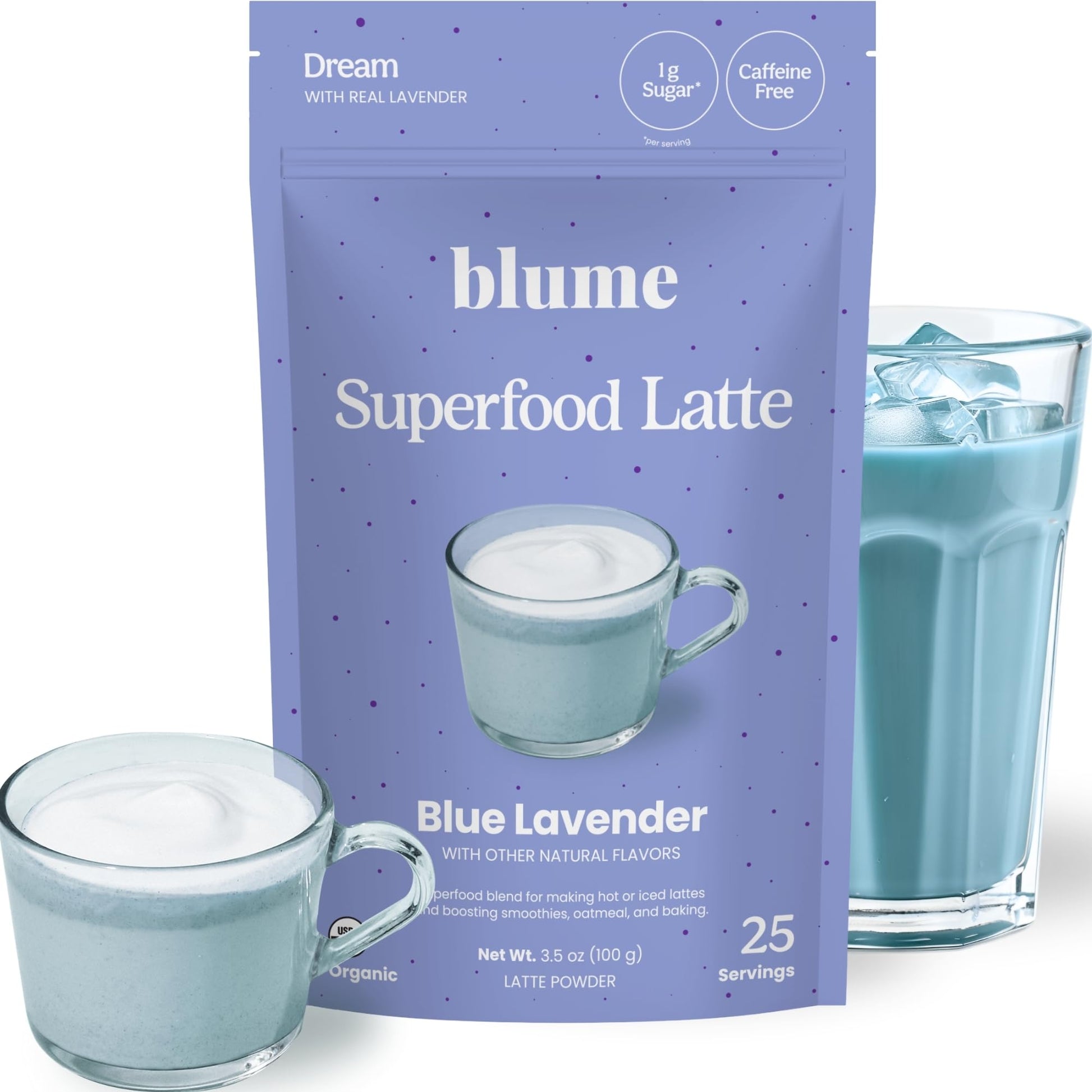 Blume Blue Lavender Superfood Latte Powder, 3.5 oz