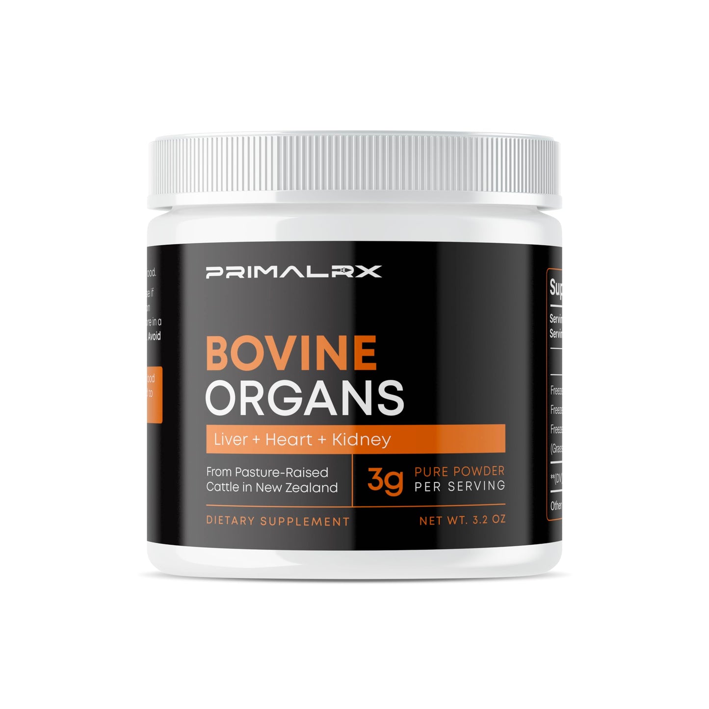 PRIMALRX Bovine Organ Powder Grass Fed Beef Organ Complex with Liver, Heart & Kidney 3.2 Ounce (Pack of 1)