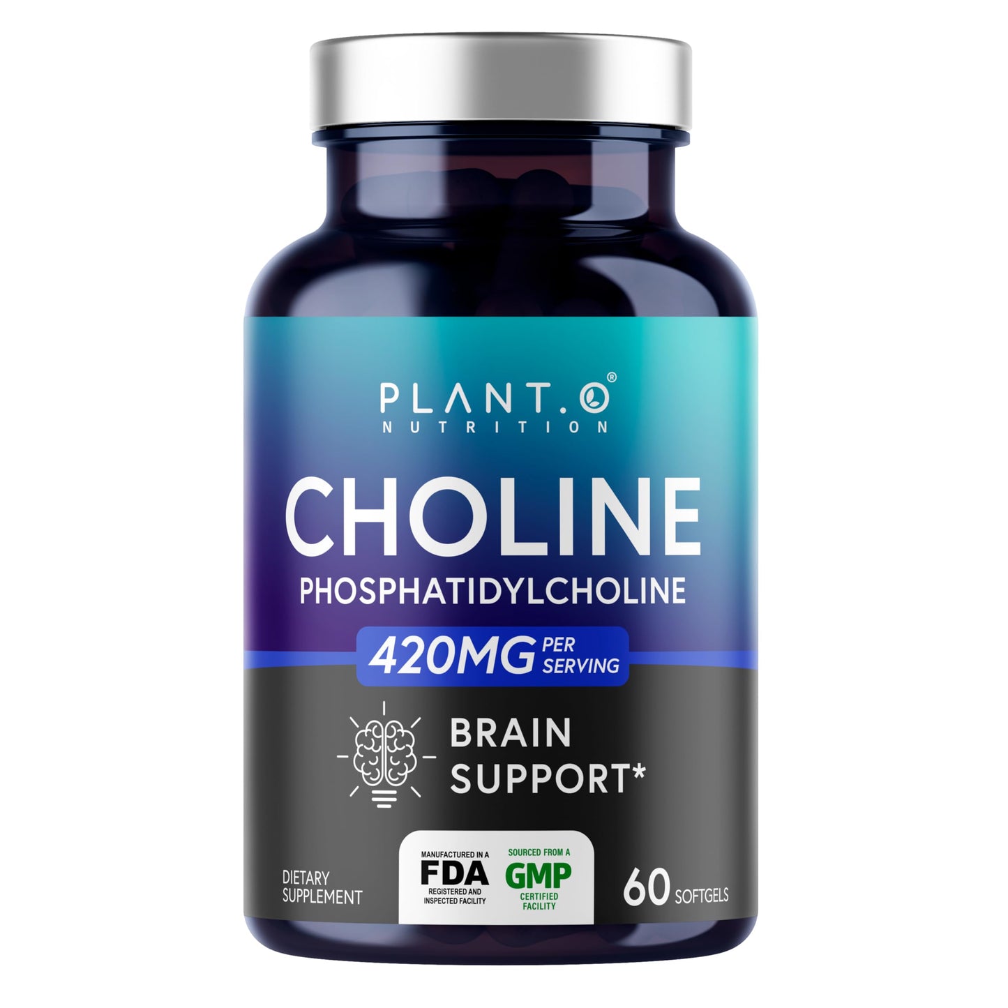 PLANT.O NUTRITION Choline Phosphatidyl Supplement Softgels 60