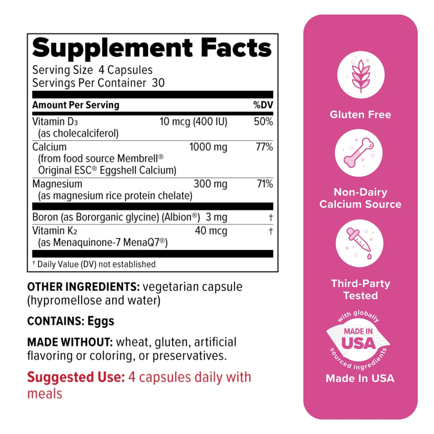 Redd Remedies Bone Health Advanced Vitamin D3 and Calcium for Strong Bone Support Capsules, 120 Count